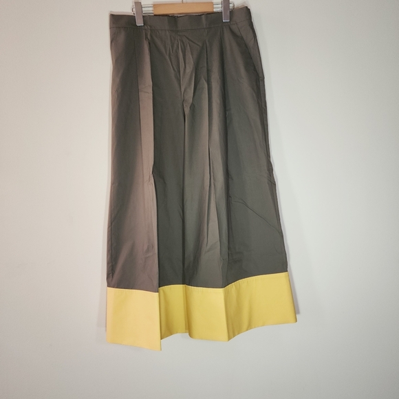MJM 100% Cotton Two-tone brown and yellow wide leg casual pants - Picture 7 of 13
